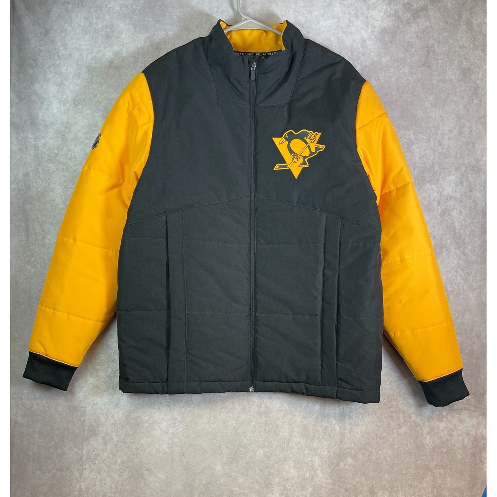 Pittsburgh Penguins Fanatics Puffer Jacket Mens Large Black Gold Full Zip NHL